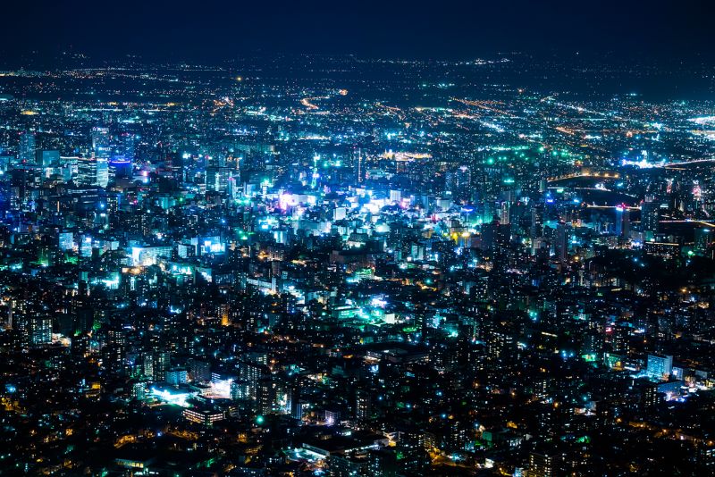 Cảnh đêm nhìn từ núi Moiwa